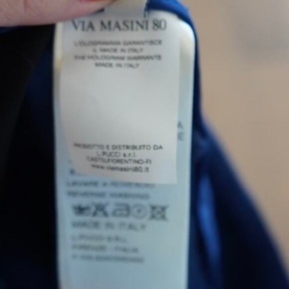 Via Masani 80 High Rise Wide Leg Belted Trouser Pants Blue Womens Size 44 - Picture 6 of 7